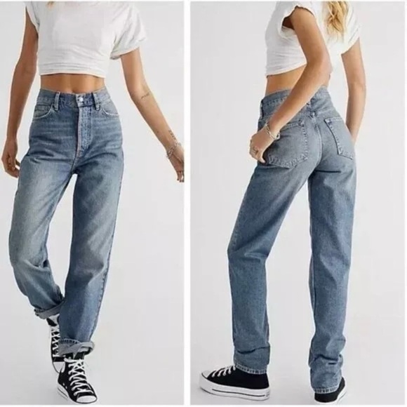 Free People Denim - We The Free Lasso High Rise Button Fly Straight Leg Jeans 24